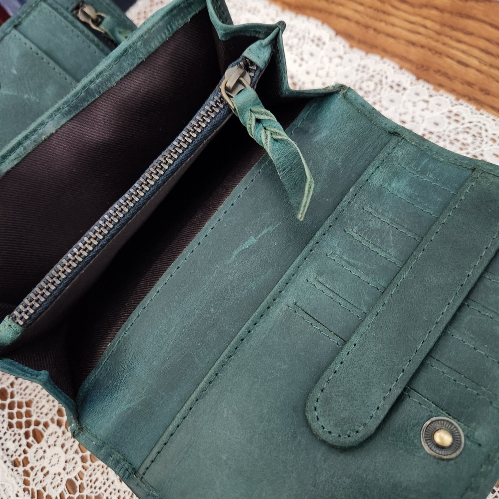 Distressed Embossed Leather Wallet - Picture 10 of 15